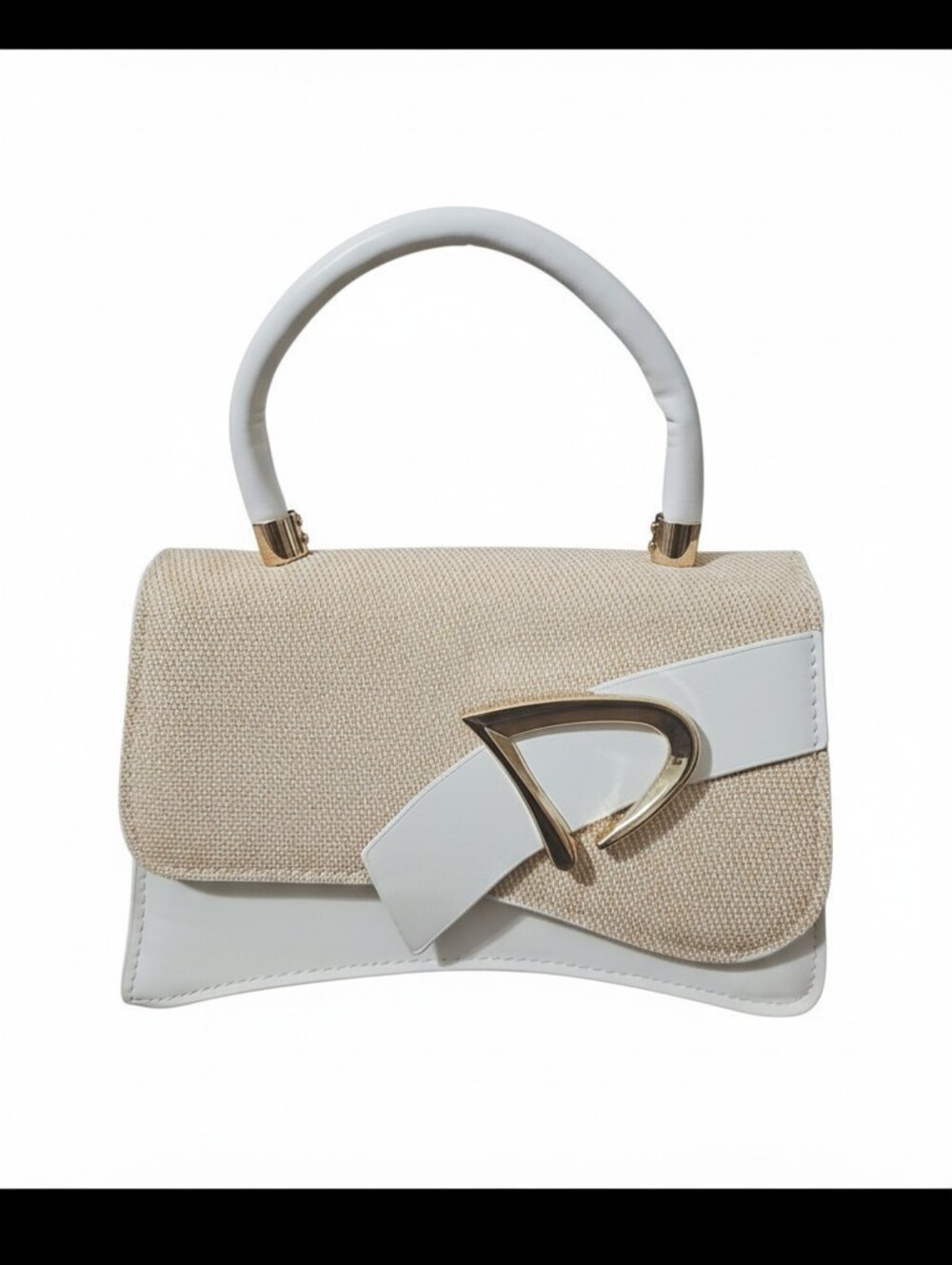 Sassified Boutique Nwt Elegant White & Beige Top-Handle Women's Bag